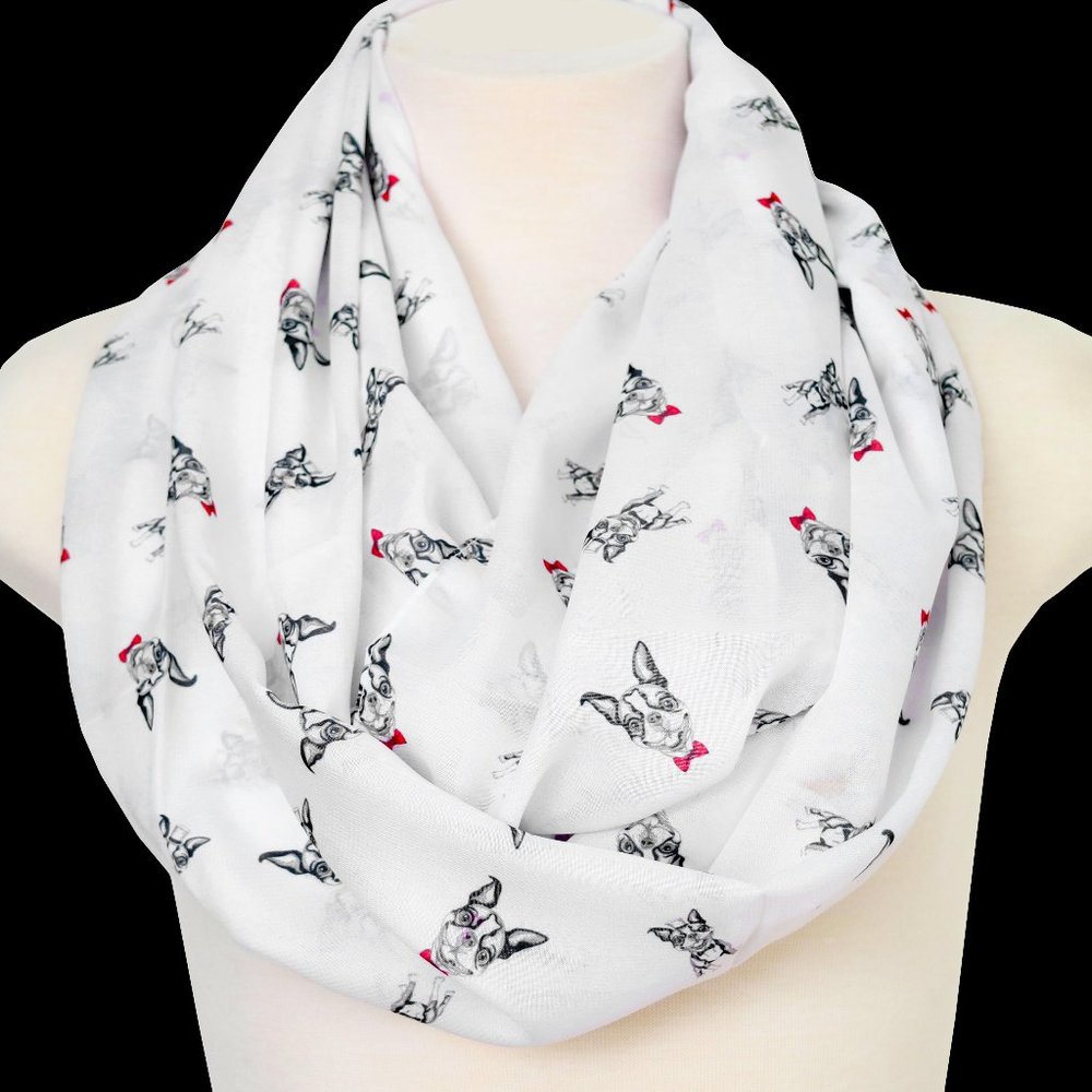 Boston Terrier Dog infinity scarf for women gifts